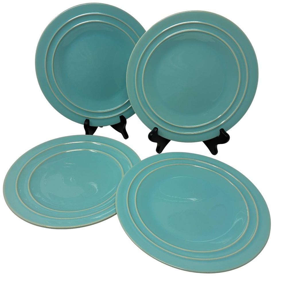 Vintage Pacific Pottery Hostessware Aqua Luncheon Plates #611 California USA